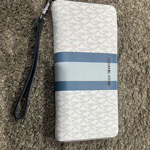 Michael Kors Light Blue Zip-Around Leather Wallet